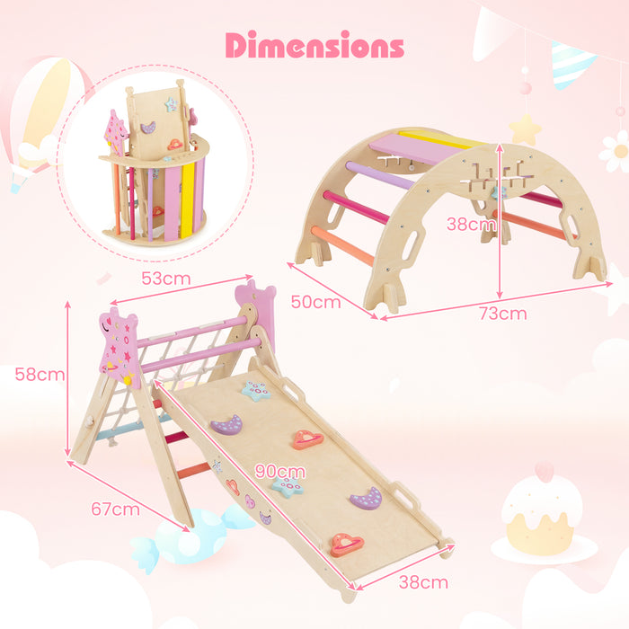 3-Piece Foldable Toddler Climbing Toys with Climber Rope and Maze Game-
