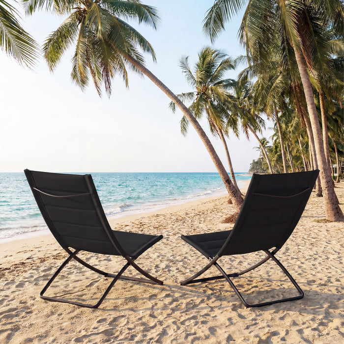 Folding Beach Chairs Set of 2 with Padded Backs and Seats for Adults-Green