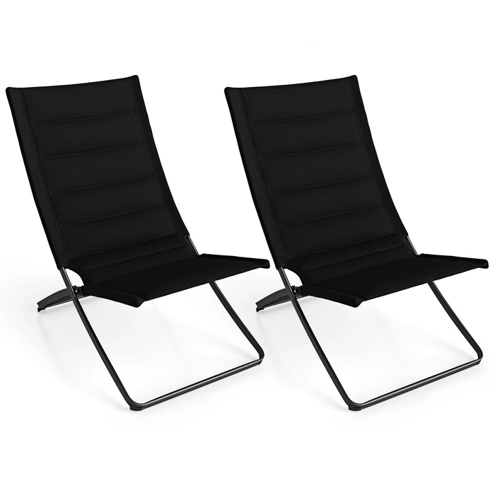 Folding Beach Chairs Set of 2 with Padded Backs and Seats for Adults-Green