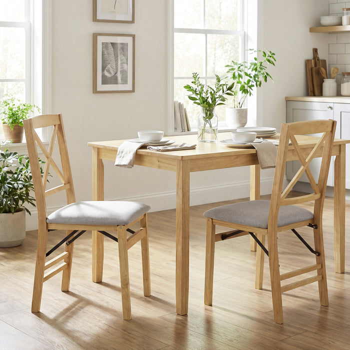 Folding Dining Chairs Set of 2 Kitchen Side Chairs with Padded Seat-Black