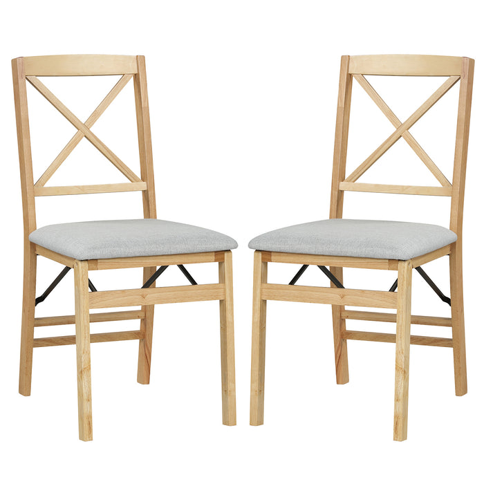 Folding Dining Chairs Set of 2 Kitchen Side Chairs with Padded Seat-Black