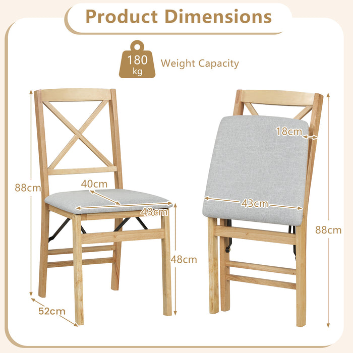 Folding Dining Chairs Set of 2 Kitchen Side Chairs with Padded Seat-Black