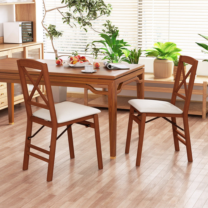 Folding Dining Chairs Set of 2 Kitchen Side Chairs with Padded Seat-Black