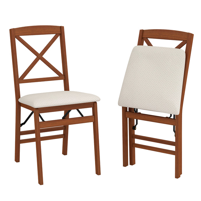Folding Dining Chairs Set of 2 Kitchen Side Chairs with Padded Seat-Black
