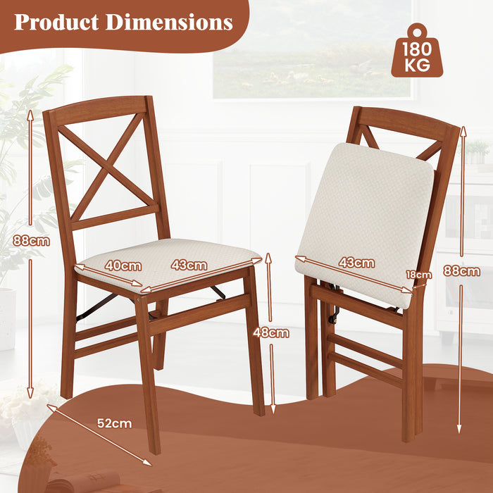 Folding Dining Chairs Set of 2 Kitchen Side Chairs with Padded Seat-Black