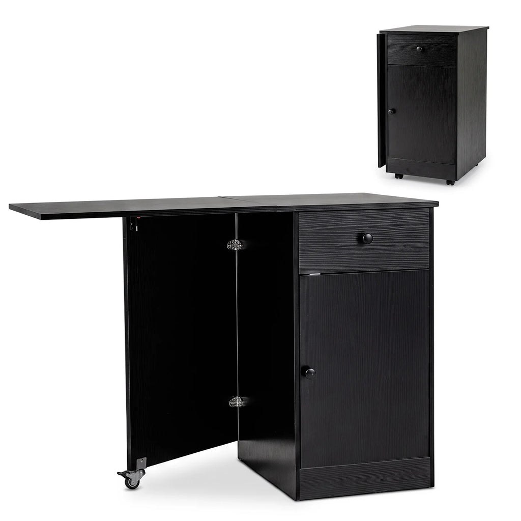 Folding Dining Table with Drawer & Storage Cabinet for Dining Room Living Room-