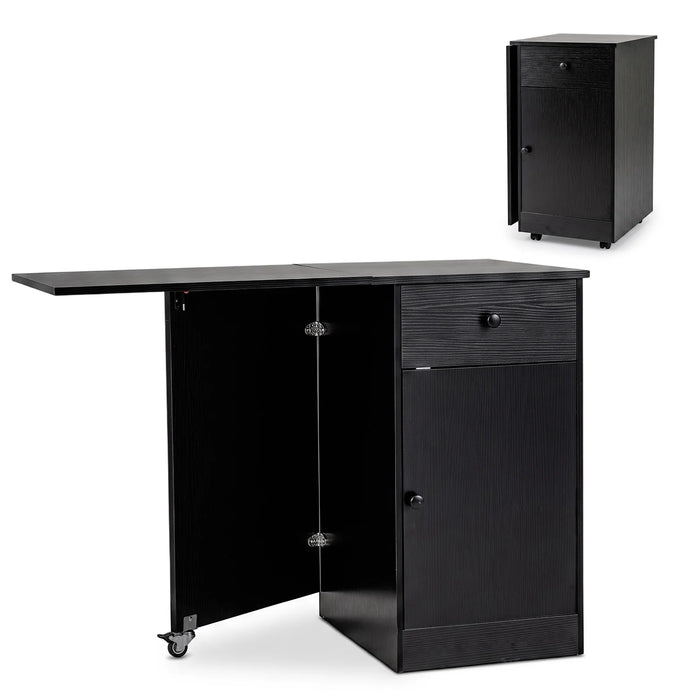Folding Dining Table with Drawer & Storage Cabinet for Dining Room Living Room-