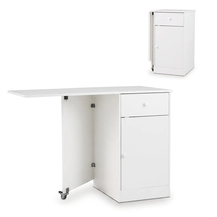 Folding Dining Table with Drawer & Storage Cabinet for Dining Room Living Room-