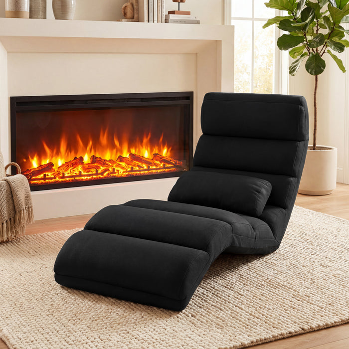 Folding Floor Lazy Sofa Chaise Lounge Sofa with Pillow-