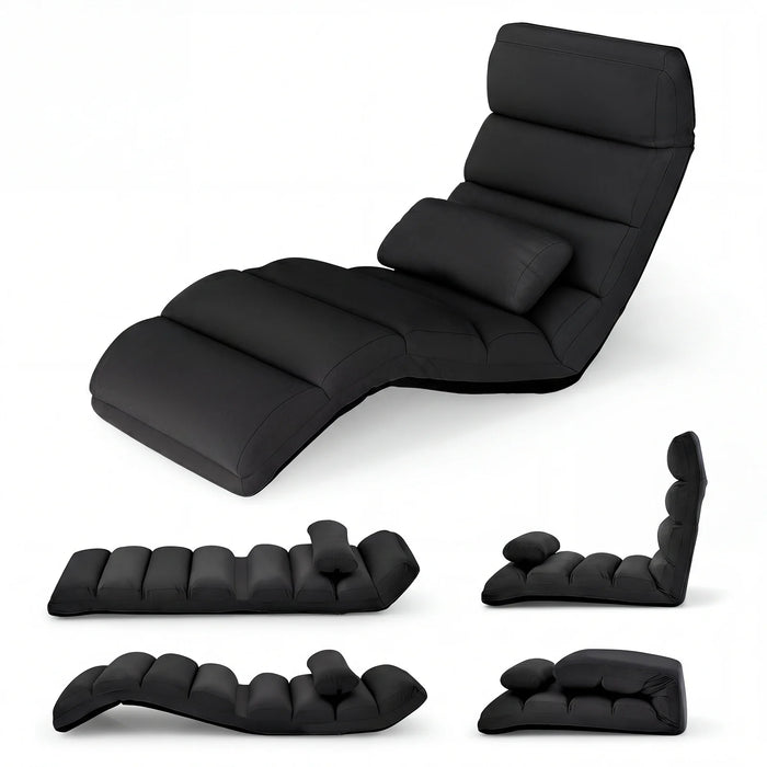 Folding Floor Lazy Sofa Chaise Lounge Sofa with Pillow-