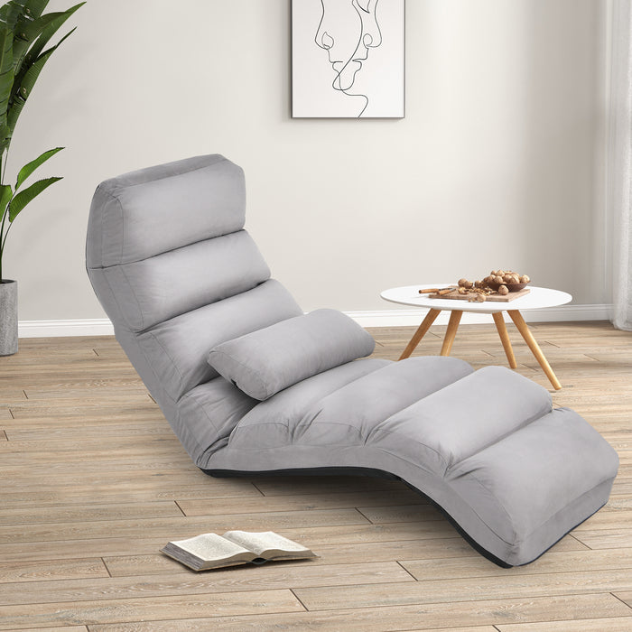 Folding Floor Lazy Sofa Chaise Lounge Sofa with Pillow-