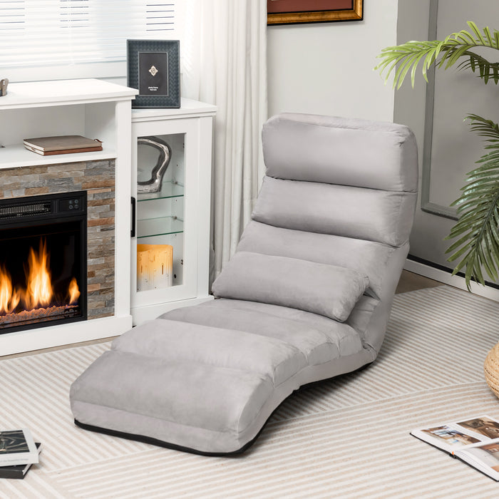 Folding Floor Lazy Sofa Chaise Lounge Sofa with Pillow-