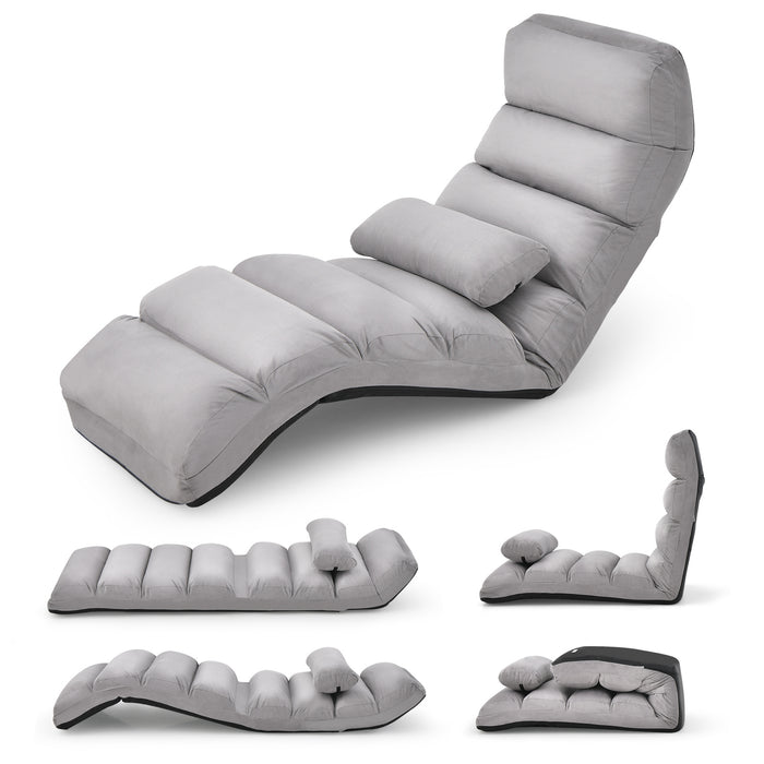 Folding Floor Lazy Sofa Chaise Lounge Sofa with Pillow-