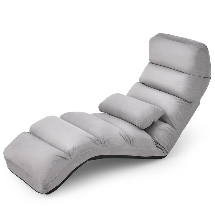 Folding Floor Lazy Sofa Chaise Lounge Sofa with Pillow-
