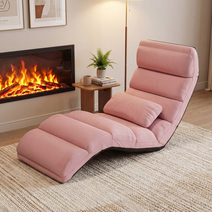 Folding Floor Lazy Sofa Chaise Lounge Sofa with Pillow-