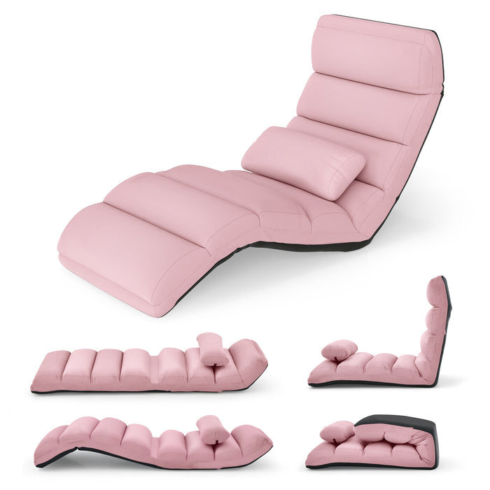Folding Floor Lazy Sofa Chaise Lounge Sofa with Pillow-