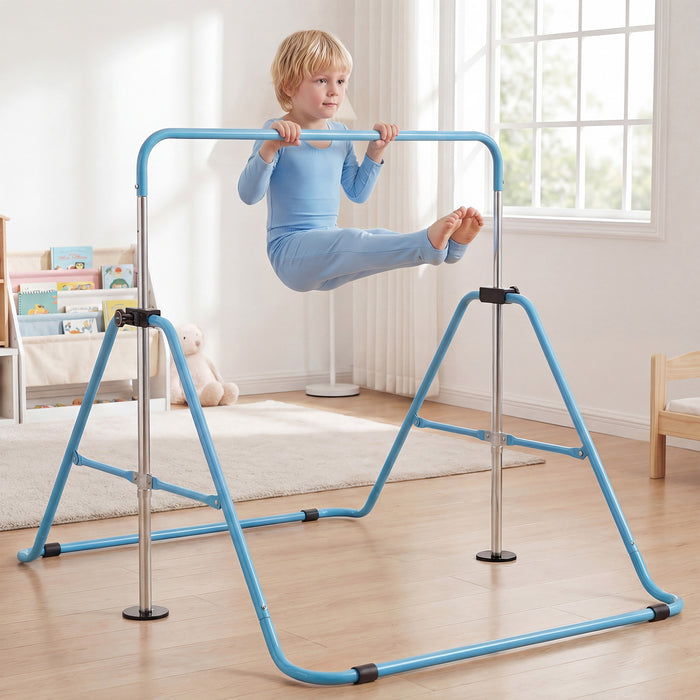 Folding Gymnastics Bar for Kids Height Adjustable Horizontal Kip Training Bar-