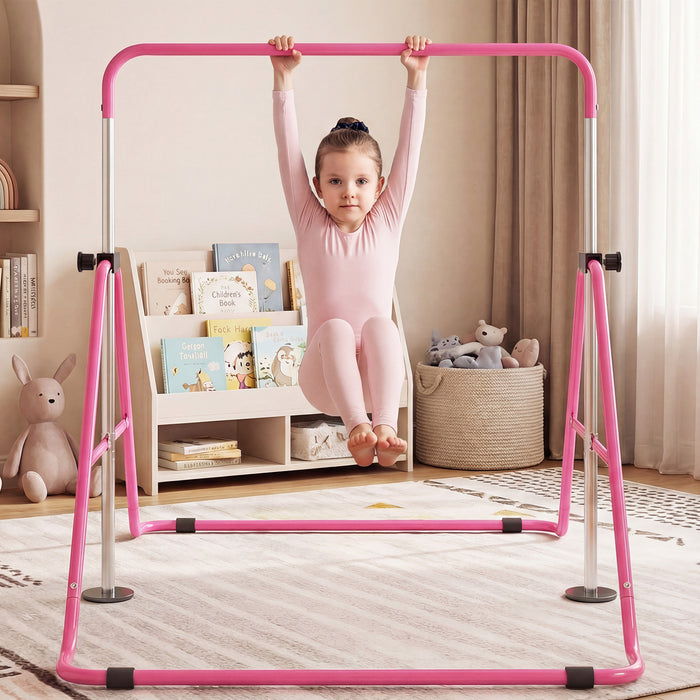 Folding Gymnastics Bar for Kids Height Adjustable Horizontal Kip Training Bar-