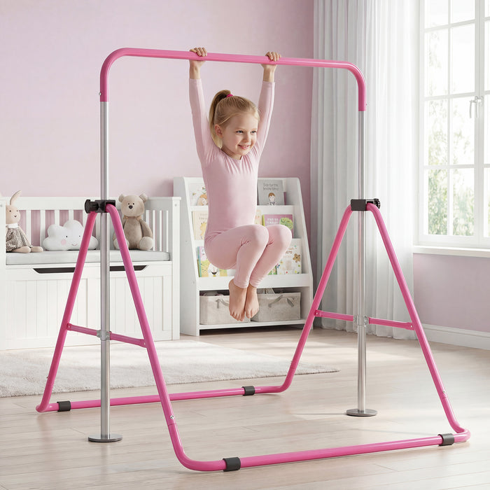 Folding Gymnastics Bar for Kids Height Adjustable Horizontal Kip Training Bar-