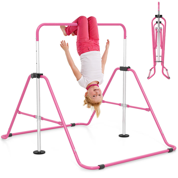 Folding Gymnastics Bar for Kids Height Adjustable Horizontal Kip Training Bar-