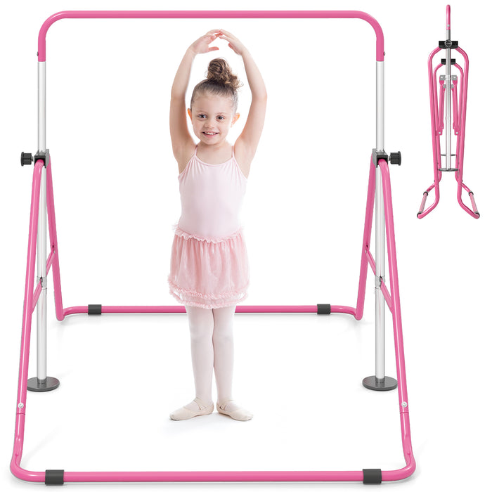 Folding Gymnastics Bar for Kids Height Adjustable Horizontal Kip Training Bar-