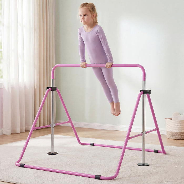 Folding Gymnastics Bar for Kids Height Adjustable Horizontal Kip Training Bar-