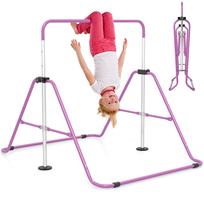 Folding Gymnastics Bar for Kids Height Adjustable Horizontal Kip Training Bar-