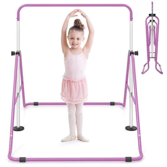 Folding Gymnastics Bar for Kids Height Adjustable Horizontal Kip Training Bar-