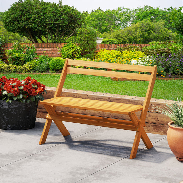 Slanted Backrest Folding Outdoor Bench for 2 People with Slanted Backrest Slatted Seat ...