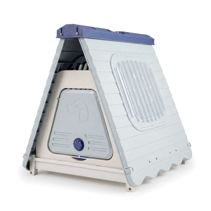 Folding Plastic Dog House with Lockable Flap Door Waterproof Pet Shelter-