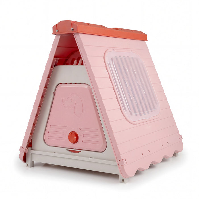 Folding Plastic Dog House with Lockable Flap Door Waterproof Pet Shelter-