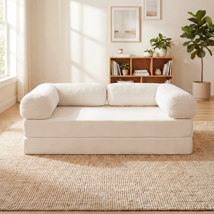 Folding Sofa Bed 4-in-1 Convertible Futon Couch with Comfy Corduroy Cover-