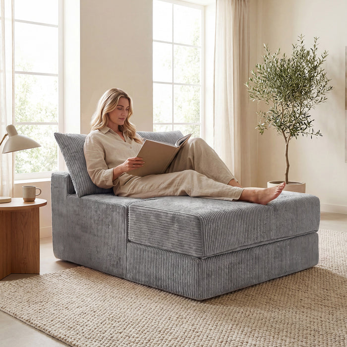Folding Sofa Bed with Dual Pillows & Machine-Washable Cover for Living Room Bedroom-
