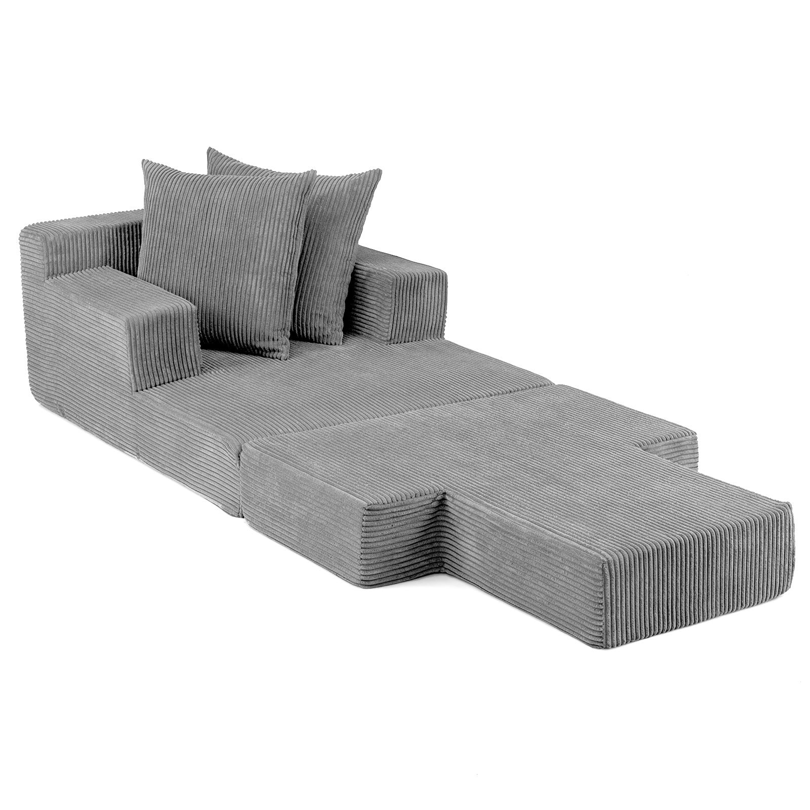 Folding Sofa Bed with Dual Pillows & Machine-Washable Cover for Living Room Bedroom-