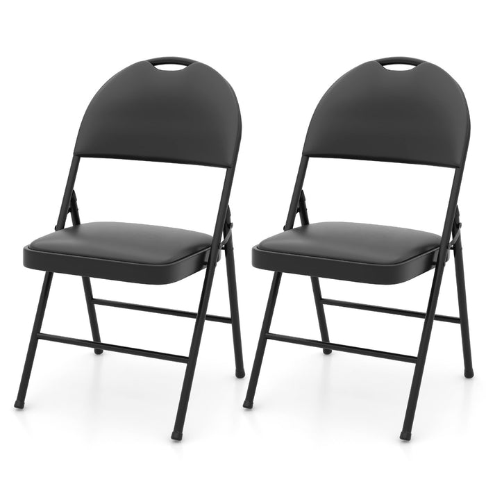 Folding Chairs Padded Party Chairs with Metal Frame and Carry Handle-4 Pack