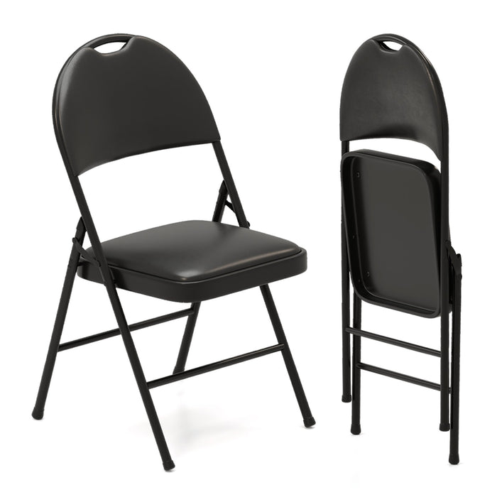 Folding Chairs Padded Party Chairs with Metal Frame and Carry Handle-4 Pack