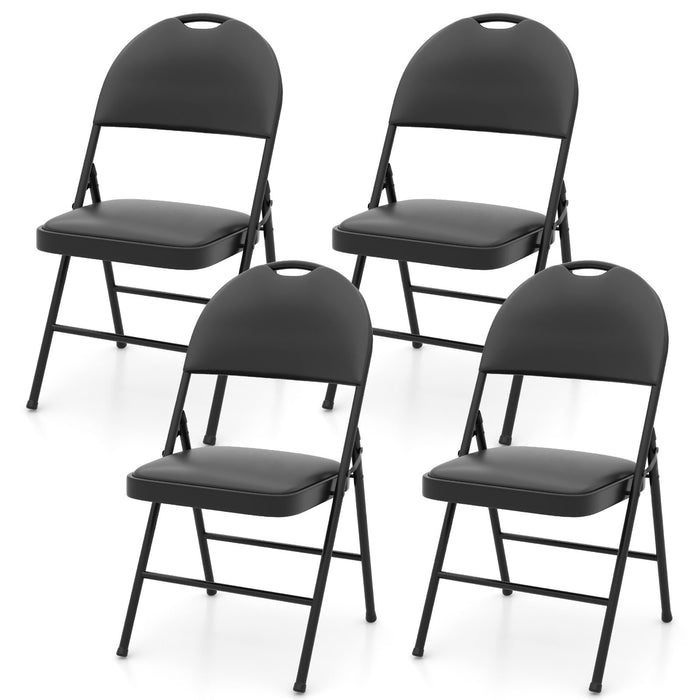 Folding Chairs Padded Party Chairs with Metal Frame and Carry Handle-4 Pack