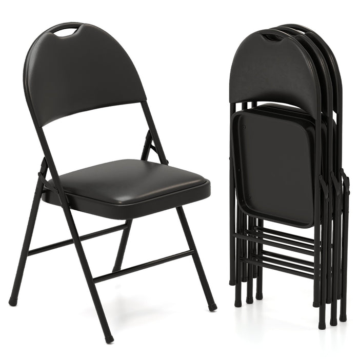Folding Chairs Padded Party Chairs with Metal Frame and Carry Handle-4 Pack