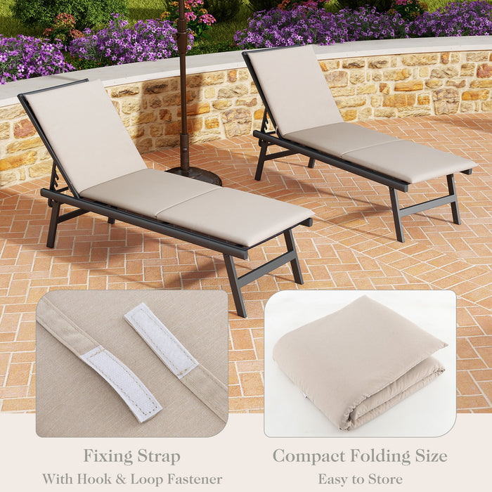 Outdoor Folding Chaise Lounge Cushion - Dark Grey Patio Furniture Pad with Straps - Ideal for Outdoor Fun & Comfort