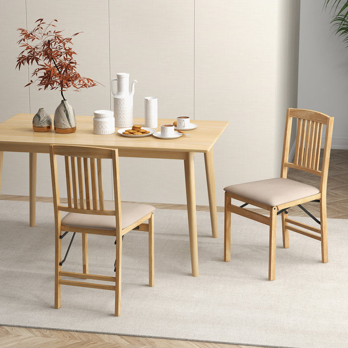 Folding Dining Chairs Set of 2 Upholstered Kitchen Chairs with Padded Seat-Brown