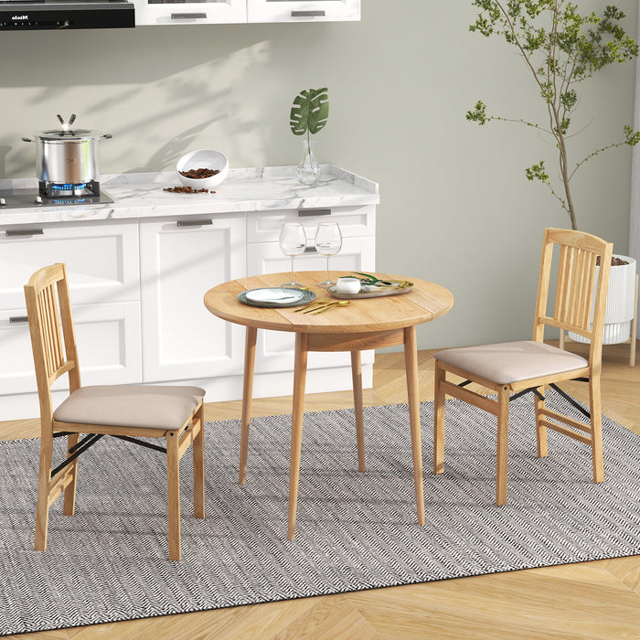 Folding Dining Chairs Set of 2 Upholstered Kitchen Chairs with Padded Seat-Brown