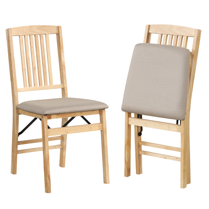 Folding Dining Chairs Set of 2 Upholstered Kitchen Chairs with Padded Seat-Brown
