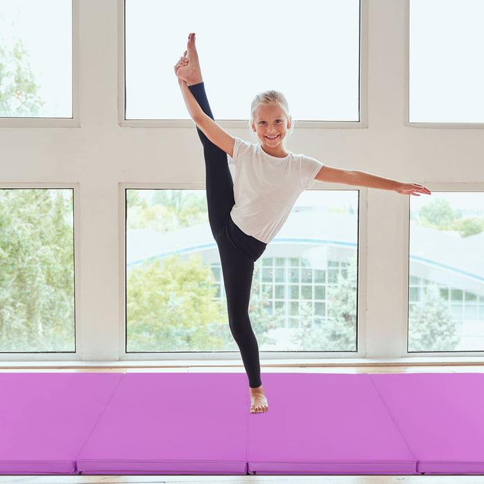 240 x 116 x 5 cm Folding Soft Floor Mat with Carry Handles and Hook & Loop Fasteners-Purple