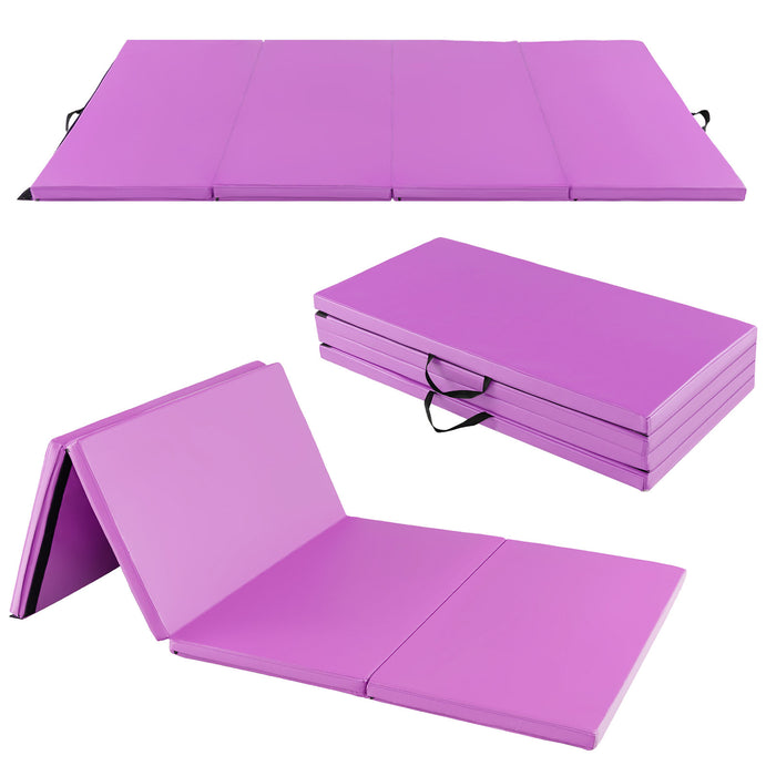 240 x 116 x 5 cm Folding Soft Floor Mat with Carry Handles and Hook & Loop Fasteners-Purple