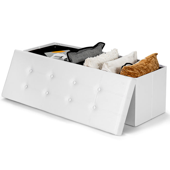 Folding Storage Ottoman Bench with Lid for Living Room-
