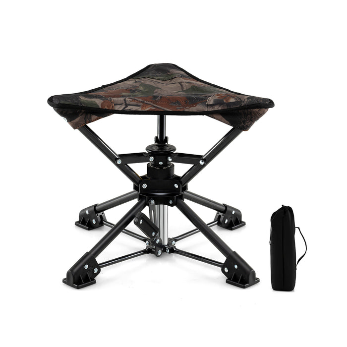 Folding Swivel Camping Hunting Stools with Anti-Sink Feet and Carry Bag-