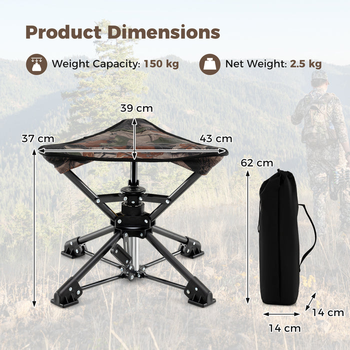 Folding Swivel Camping Hunting Stools with Anti-Sink Feet and Carry Bag-