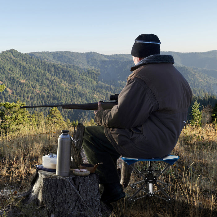 Folding Swivel Camping Hunting Stools with Anti-Sink Feet and Carry Bag-
