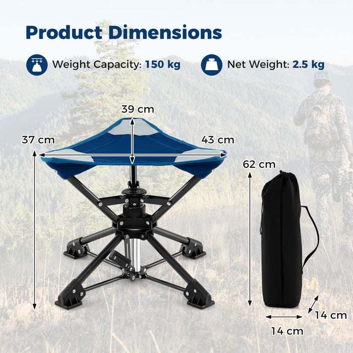 Folding Swivel Camping Hunting Stools with Anti-Sink Feet and Carry Bag-