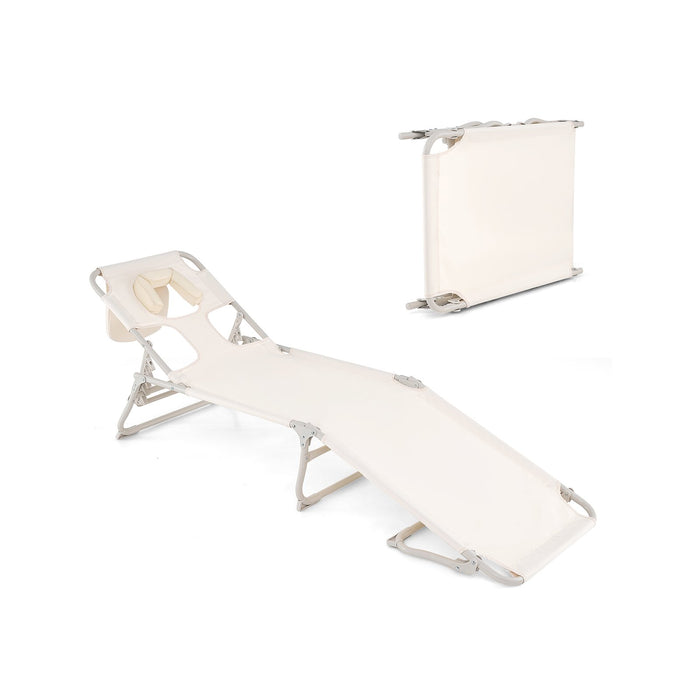 Folding Tanning Chair with Face and Arm Holes-